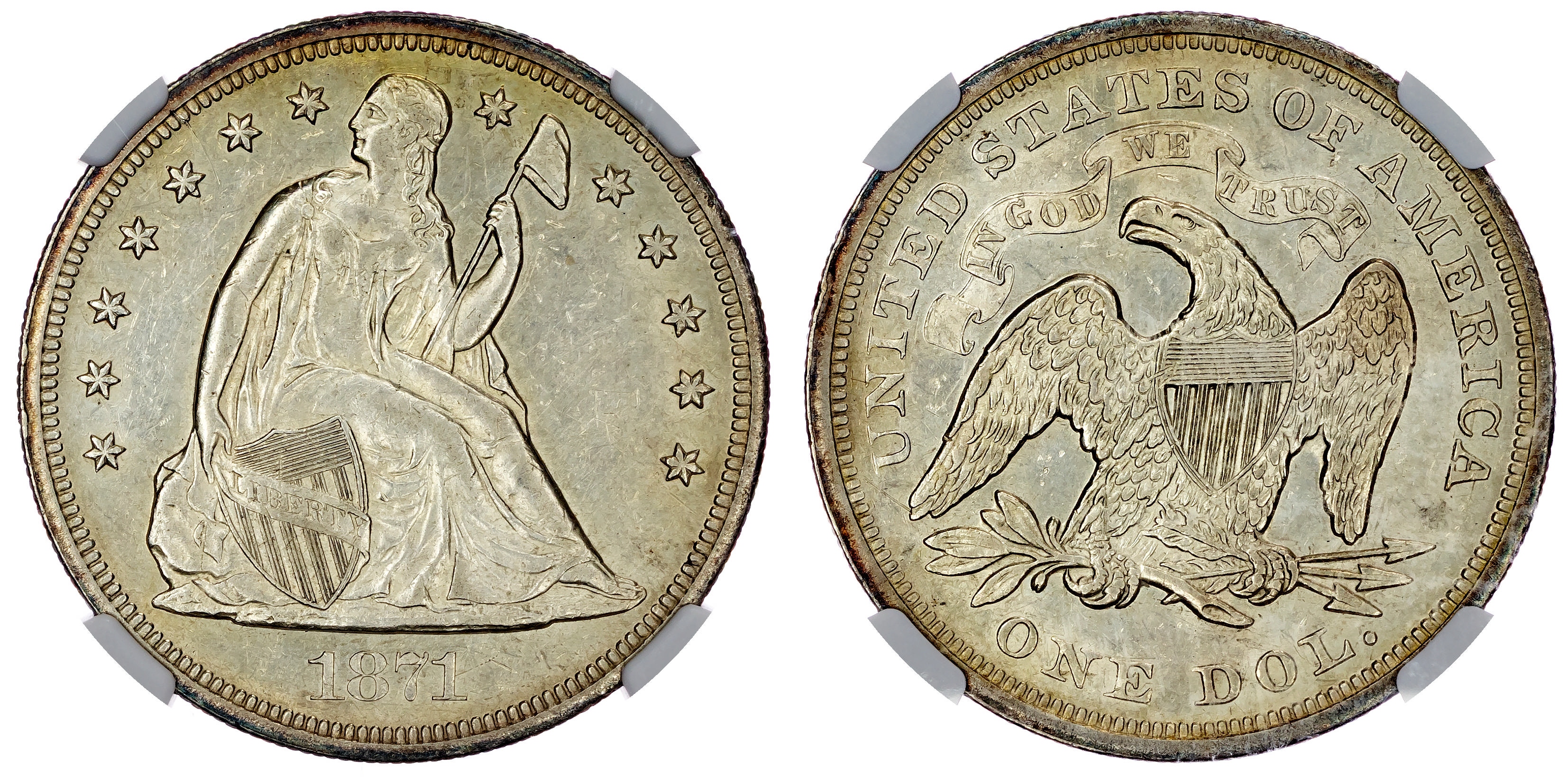 USA, Seated Liberty silver Dollar, 1871 - AU 55