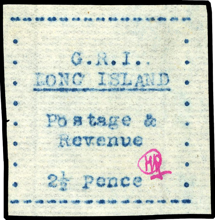 Long Island 1916 SG15 Mint 2½d blue (carbon) on thin laid paper