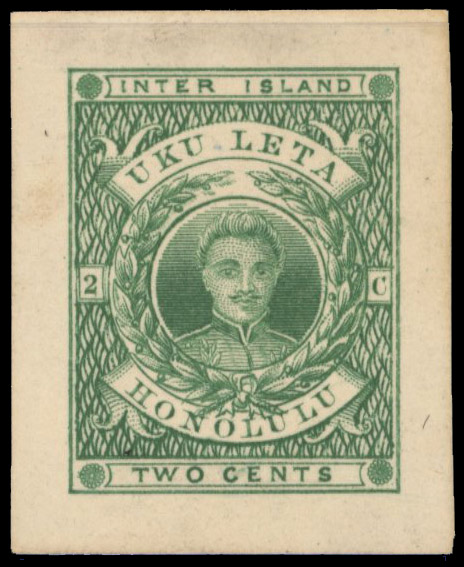 USA Hawaii 1860 2c essay die proof in green 