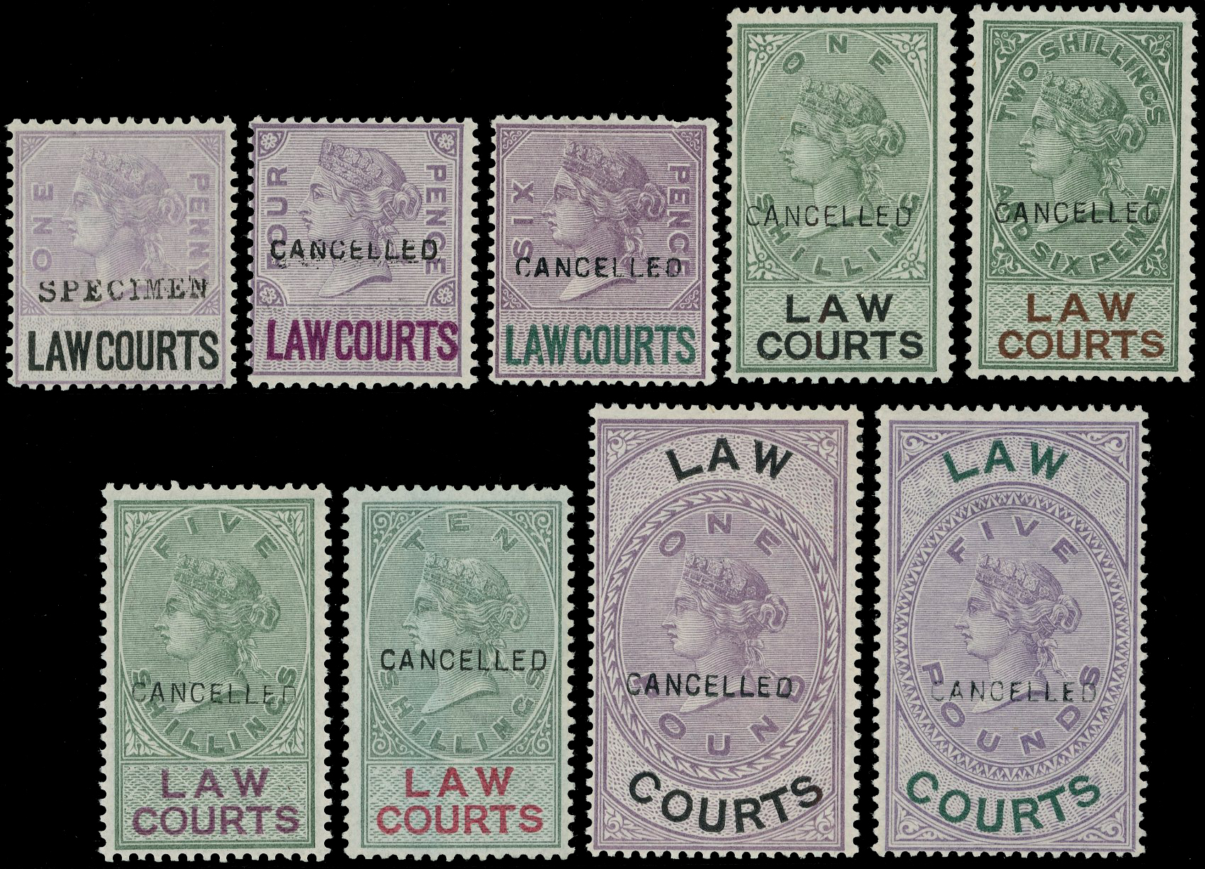 GB Law Courts (Scotland) 1882 Set 'CANCELLED' overprint
