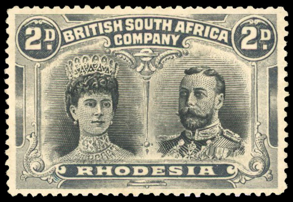 Rhodesia 1910-13 2d black and (light) grey-black perf 15 