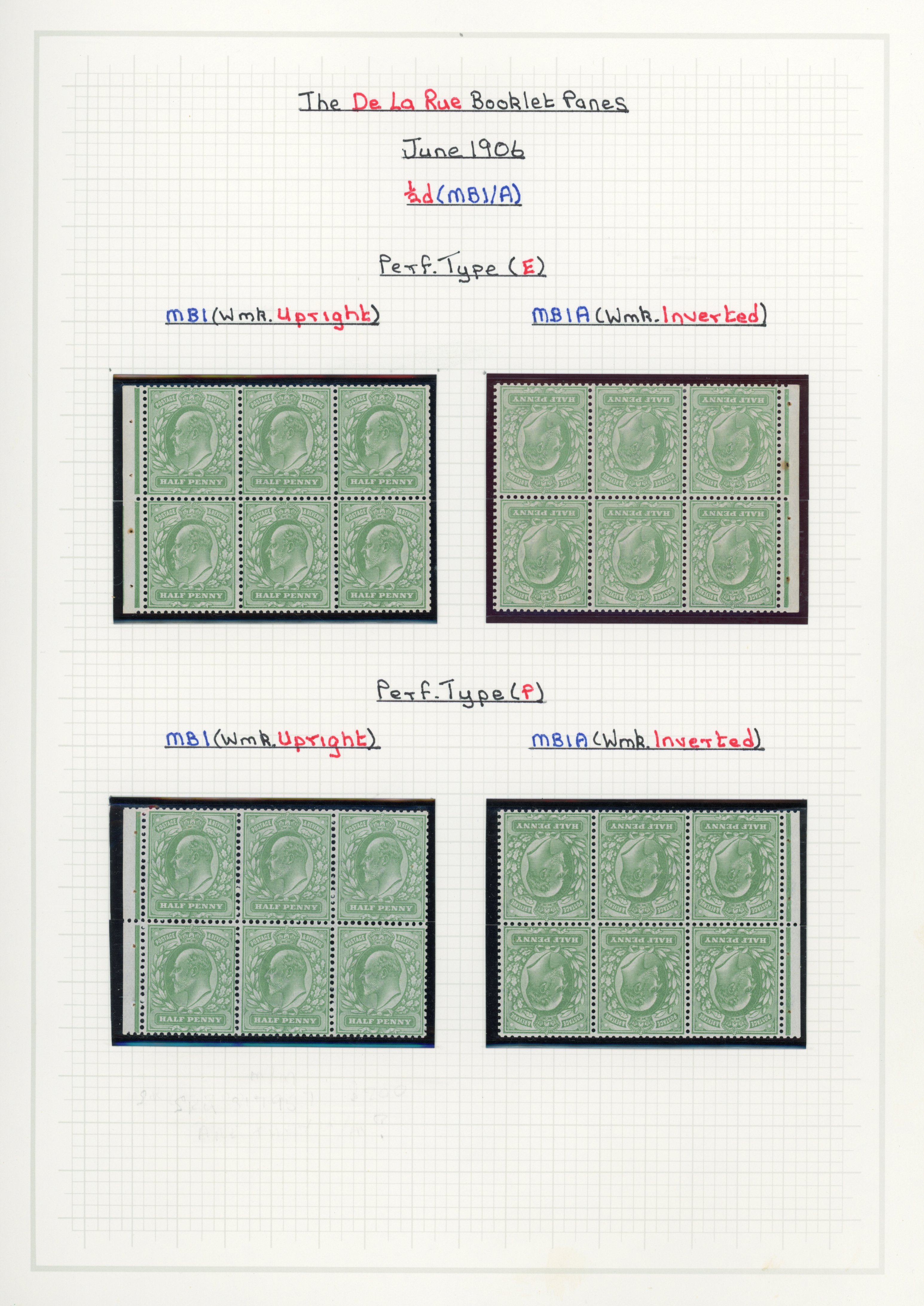 GB 1902-11 mint ½d and 1d booklet pane collection