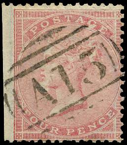 GRENADA SG Z3 1858-60 GB 4d ROSE WITH TYPE I A15