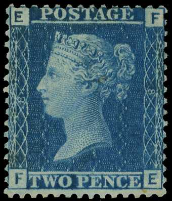 1858-76 2d blue (thick lines) good example of...
