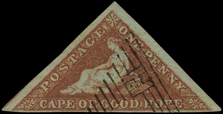 1853 1d pale brick-red on deeply-blued...