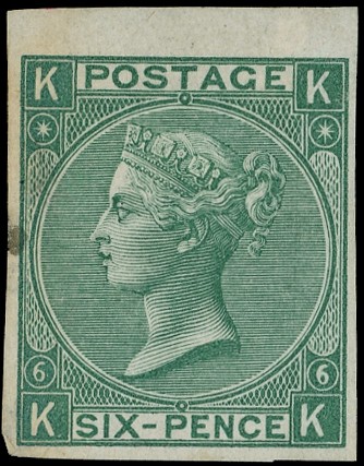 1867 6d Lilac Pl.6. Colour trial in green