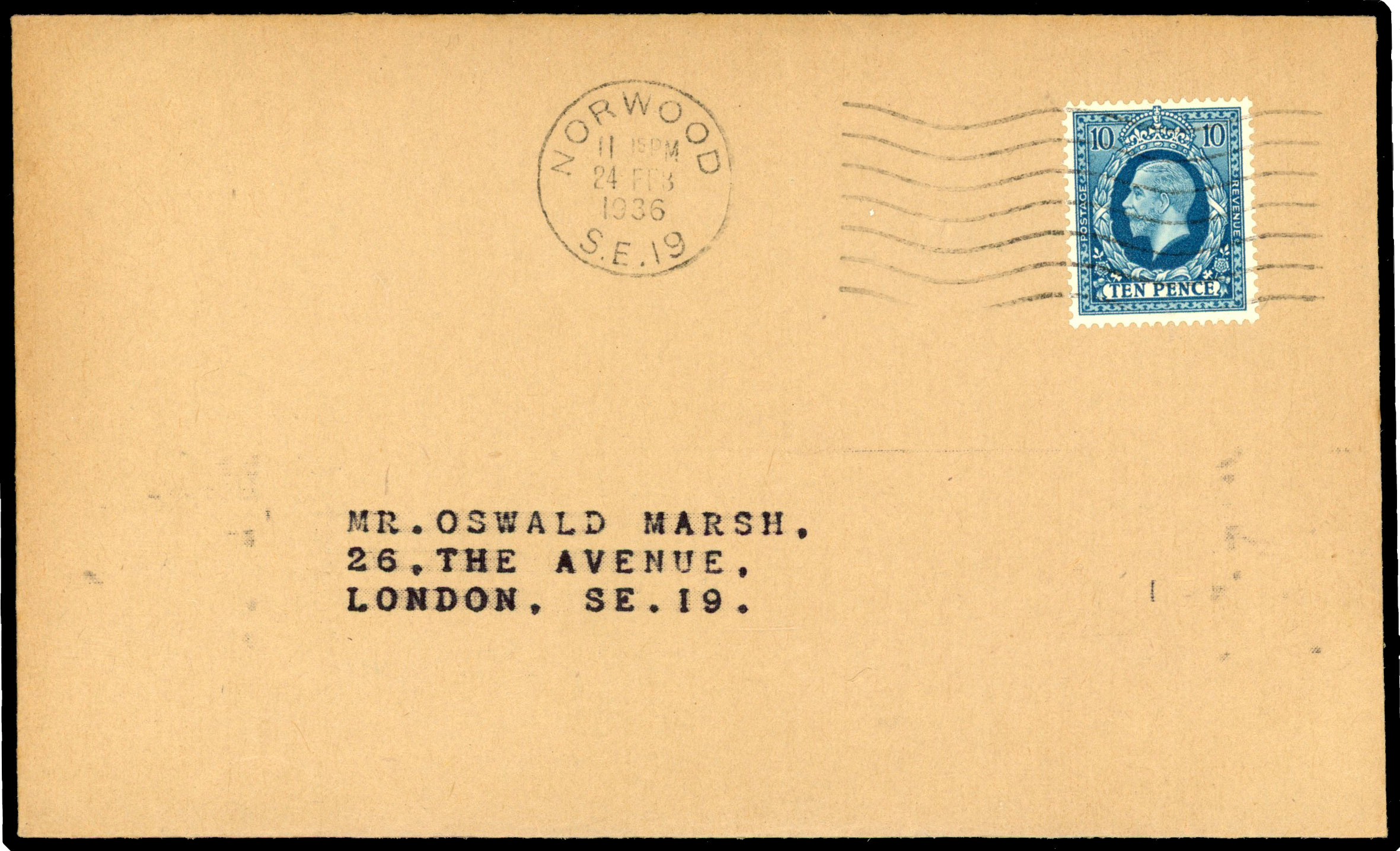 1936 10d Turquoise-blue. Exceptionally fine Marsh FDC