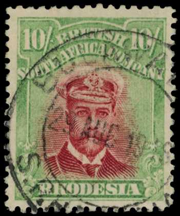 1913-7 10/- Head Die II, perf 14. Used...