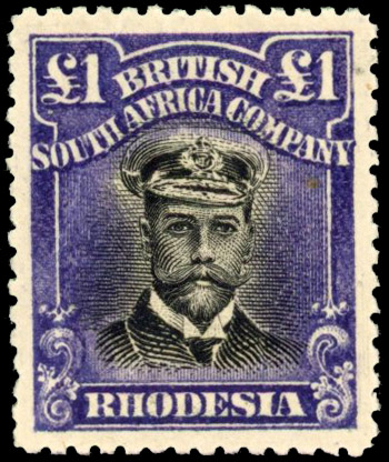 Rhodesia £1 SG 255t deep grey-black and deep violet mint