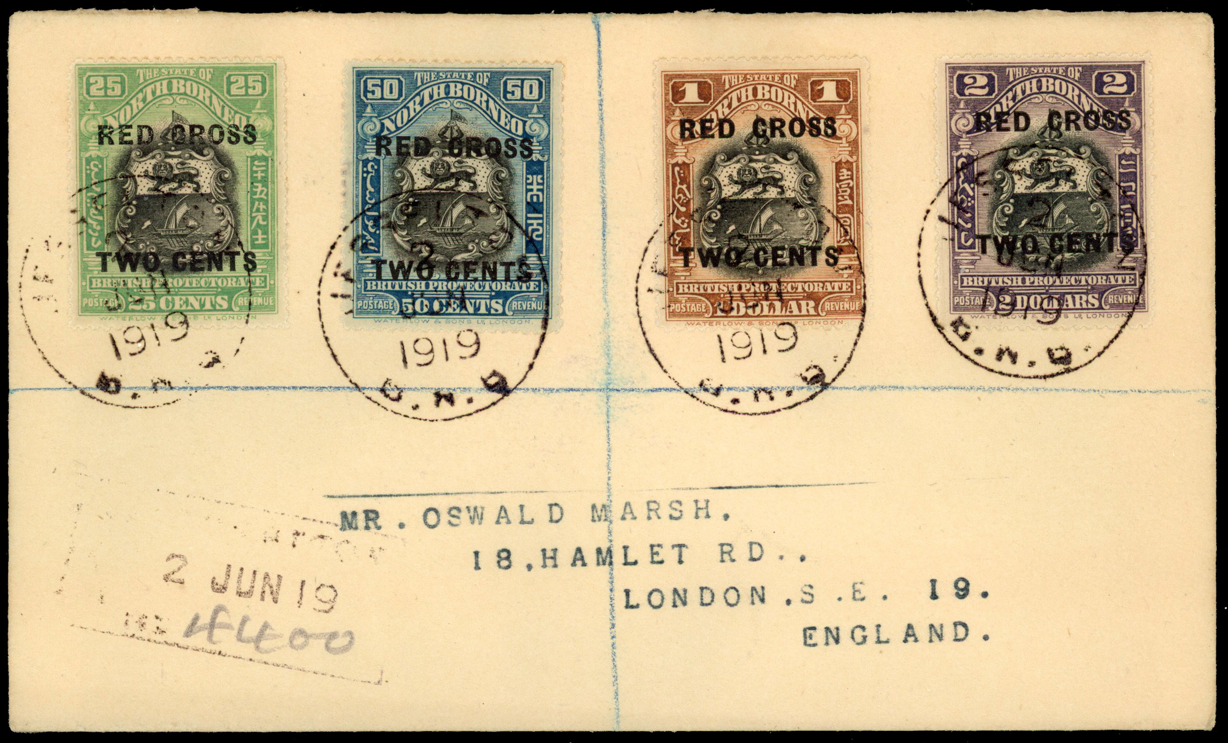 North Borneo SG 214-232 on covers