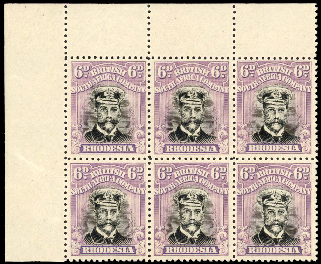 Rhodesia 6d SG 266 group corner block mint