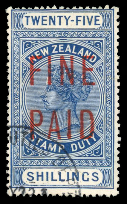 New Zealand Revenue c1922 Fine Paid 25/- blue
