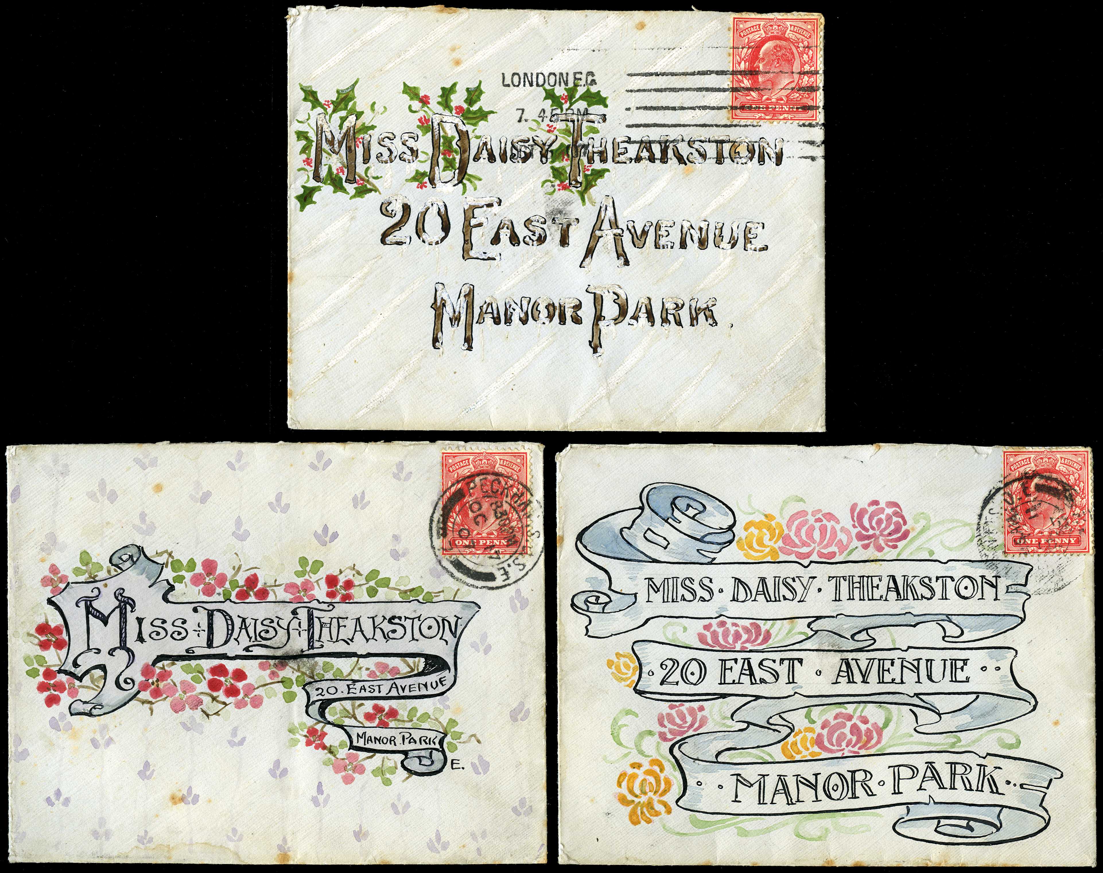 ILLUSTRATED ENVELOPE: 1907 three...
