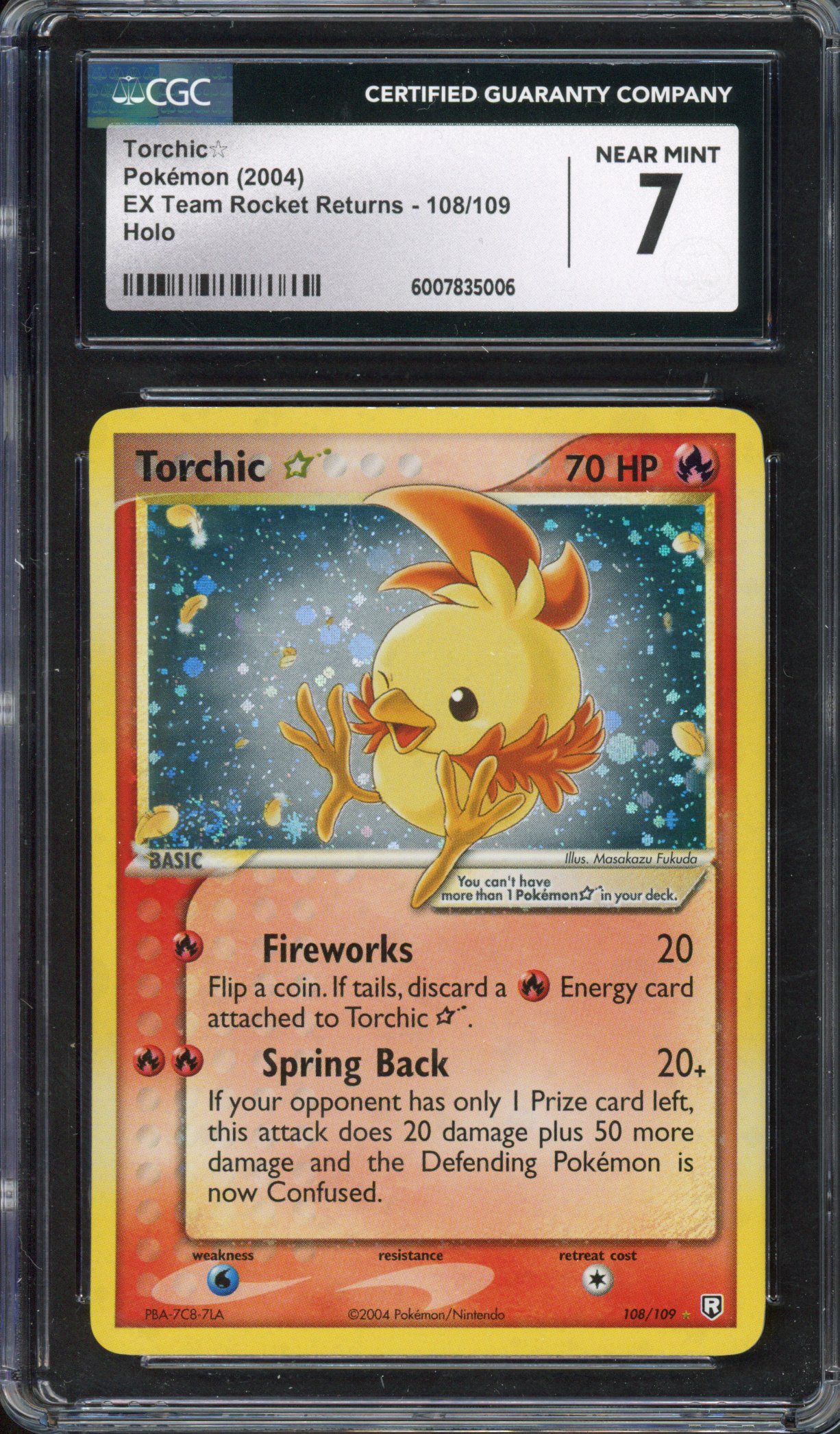 CGC 7 Torchic ☆ Gold Star - EX Team Rocket Returns 2004 - 108/109