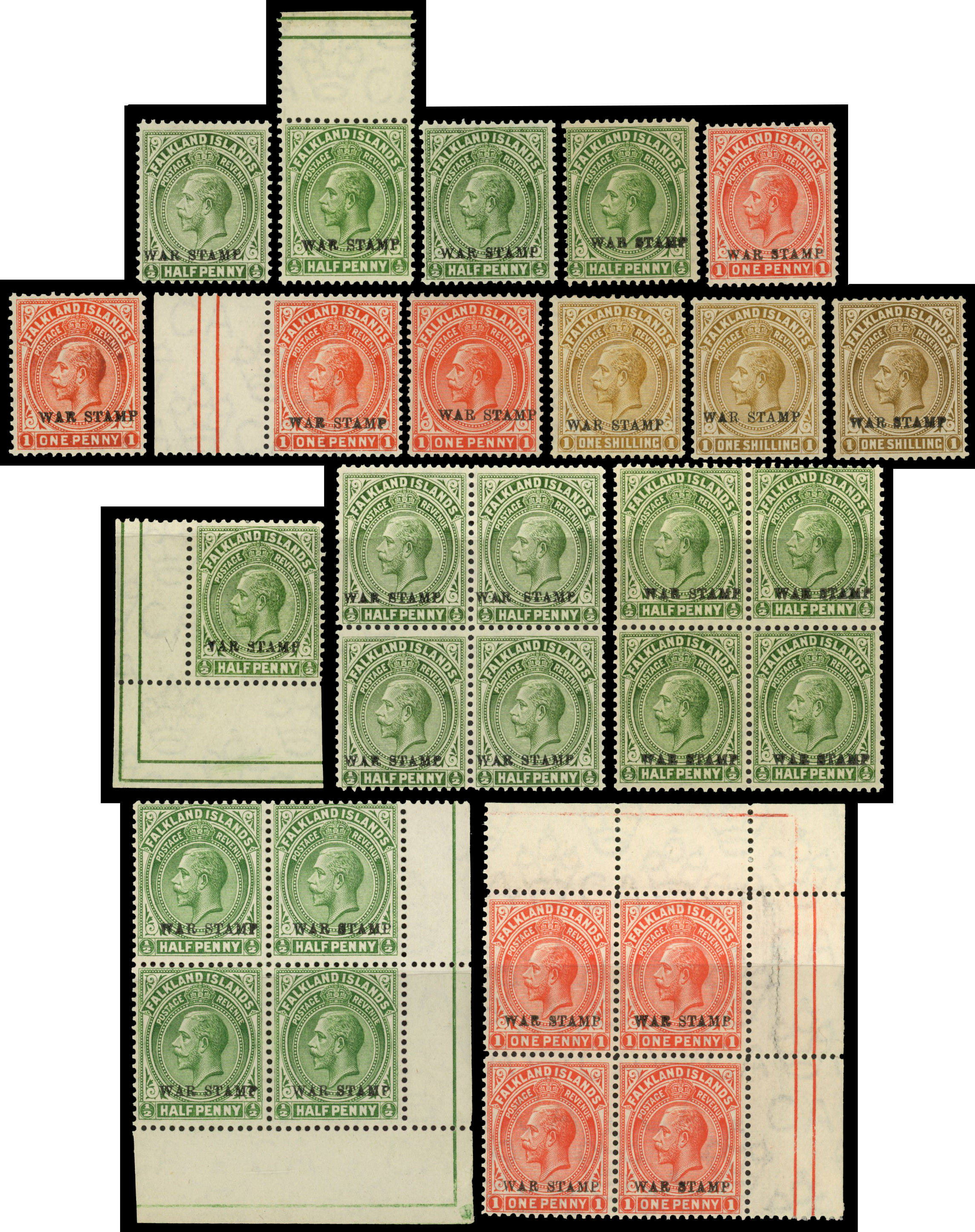 Falkland Islands 1918-20 War Stamp collection