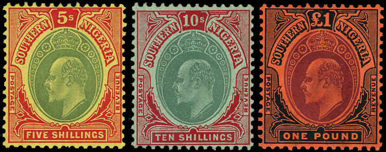 SOUTHERN NIGERIA SG 33/44 1907-11 SET OF 12 TO £1 LPOG