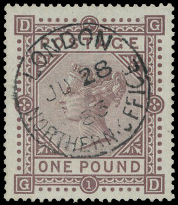 1882 £1 brown-lilac Pl.1 (White paper)