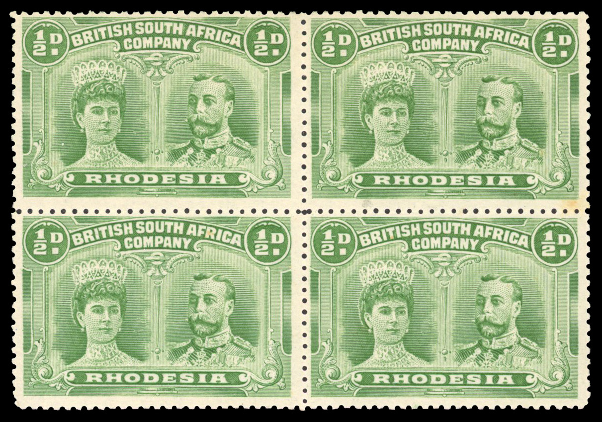 † ½d light green RJL 2 block of four mint