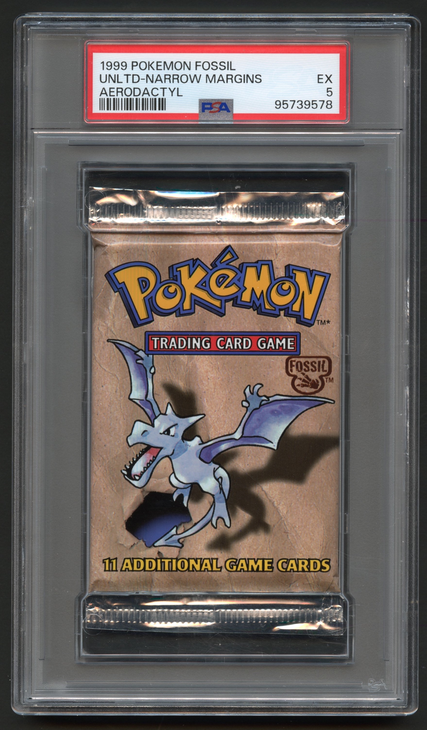 PSA Graded Fossil Booster Pack Art Set - PSA 5 Aerodactyl, PSA 9 Lapras, PSA 9 Zapdos - Unlimited 1999
