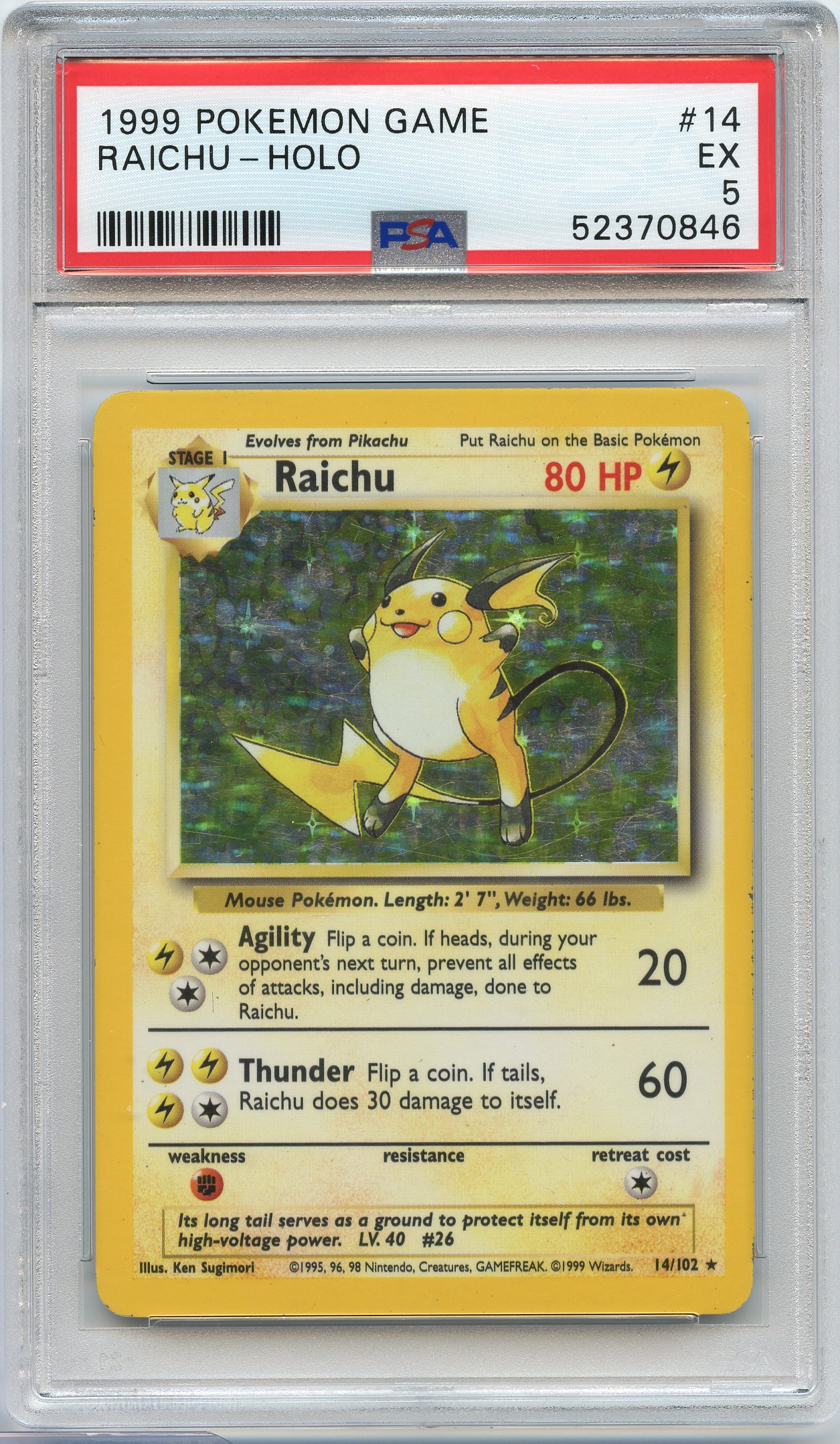 PSA 5 Raichu #14 Holo Base Set