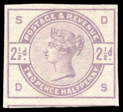 1884 2½d Lilac ‘Unified’ issue. Unused part o.g. imperforate example lettered DS