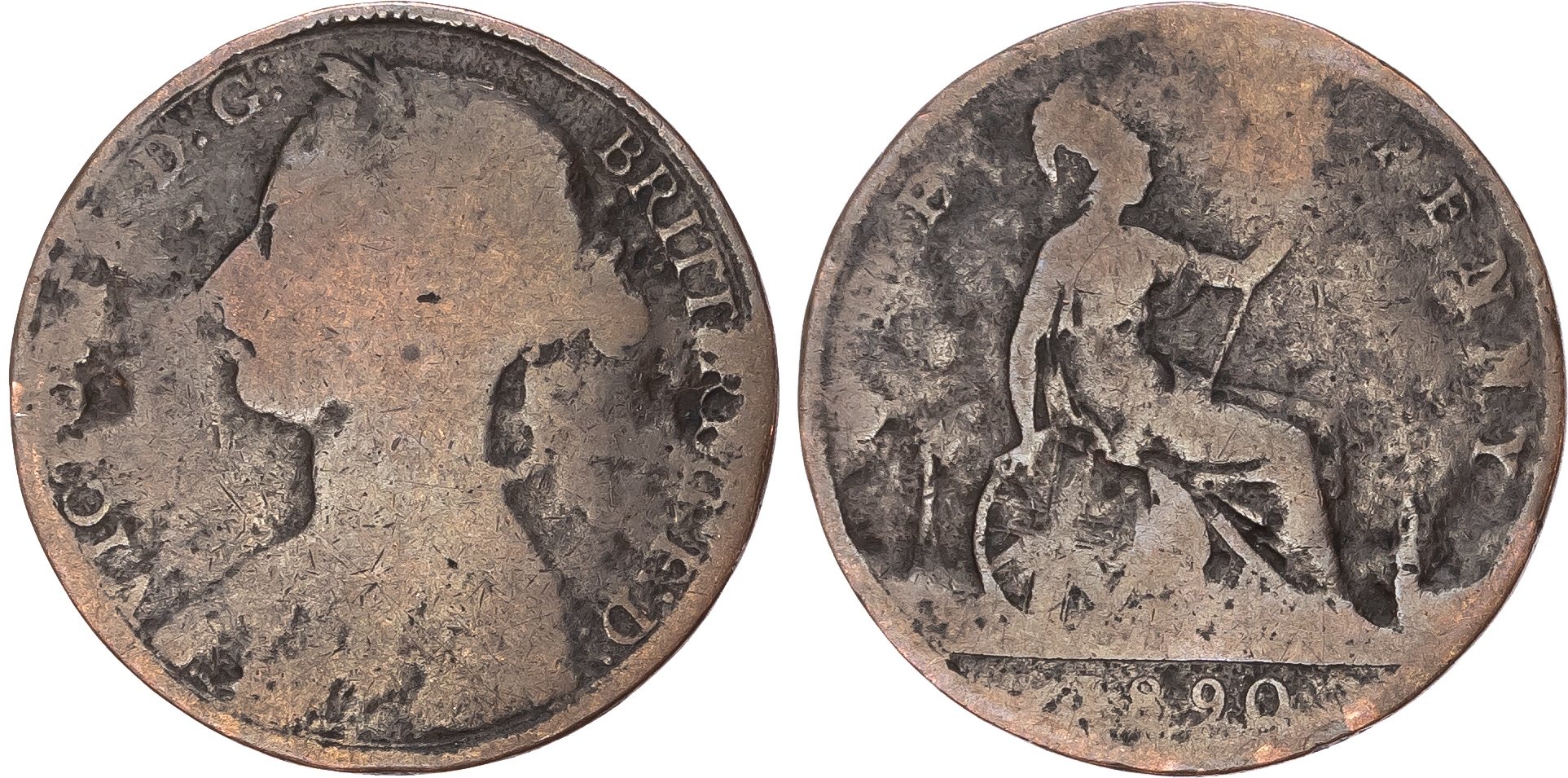 Victoria (1837-1901), Bronze Pennies, 1863 and 1889, Thin Flans