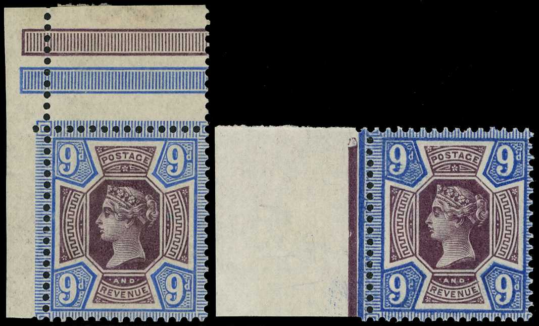 1887 9d dull purple and blue upper left...