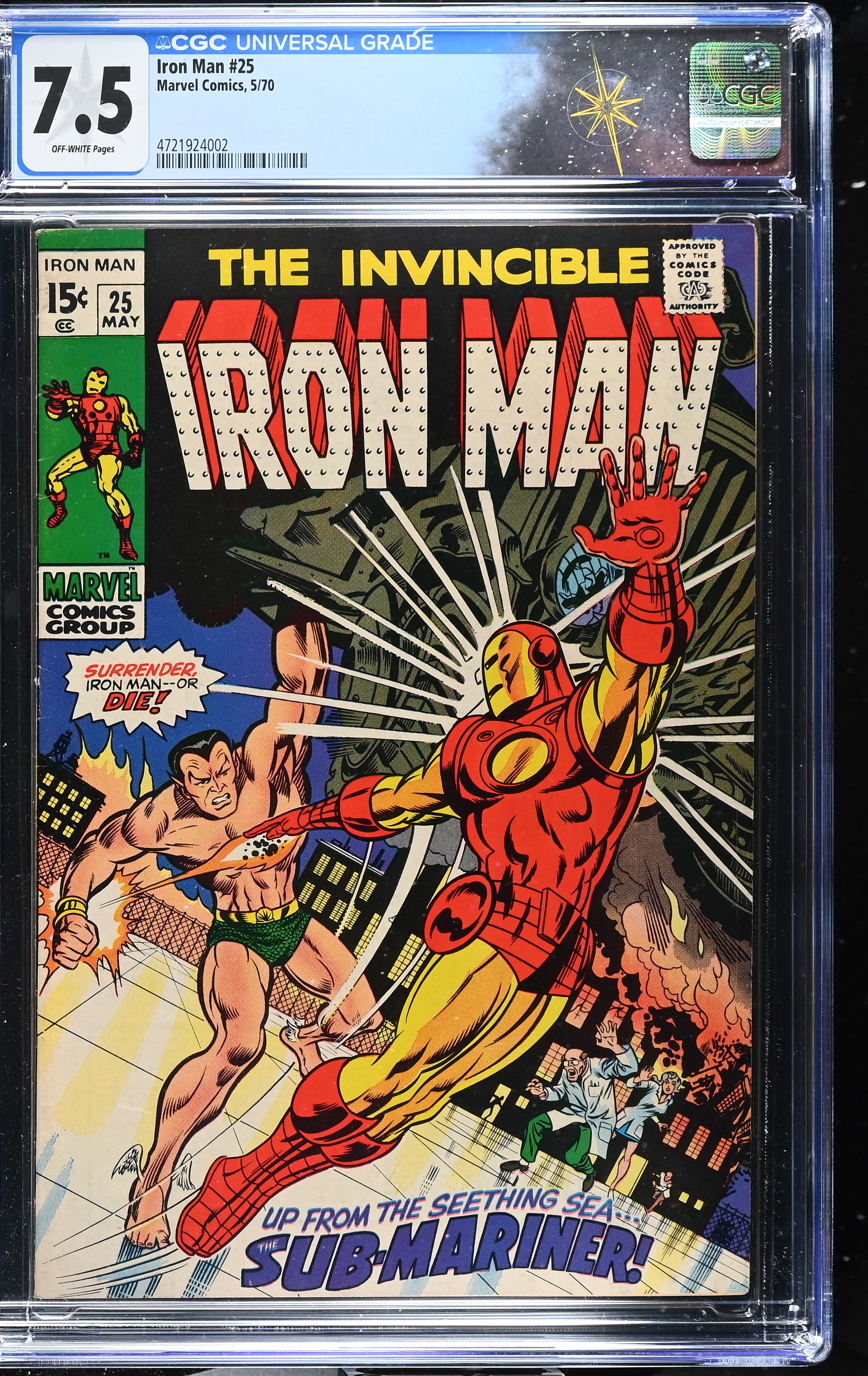 Iron Man #25 CGC 7.5 "This Doomed Land? This Dying Sea!" (Marvel Comics, 1970) Off-White Pages