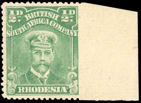 Rhodesia ½d SG 189 var imperf between stamp and margin mint