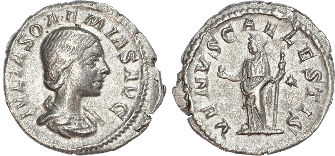 Julia Soaemias, mother of Elagabalus (AD 218-222) AR Denarius, Rome, AD 220-222, 2.62g.