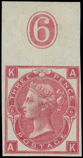1870 3d rose Pl.6. Very fine unused o.g....