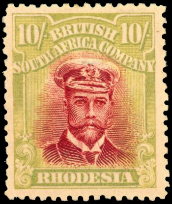 Rhodesia 10/- SG 255q unusually yellow frame mint