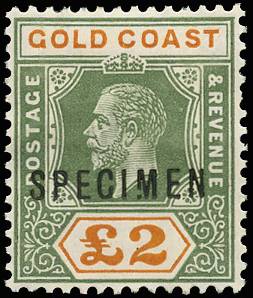 GOLD COAST SG 102s var 1921-24 £2 SPECIMEN BROKEN M