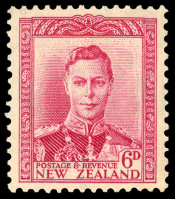 NZ SG 683w 1947 6d watermark inverted mint