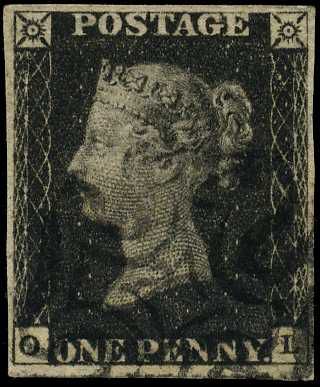 1840 1d black Plate 8 (OL) four close to...