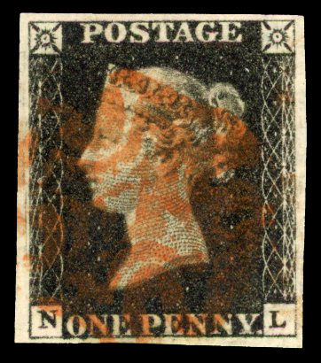 1840 1d black, plate 5 (NL), good to large margins, cancelled