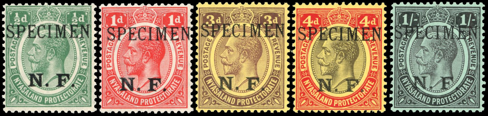 Tanganyika SG N1-5 1916 Nyasaland-Rhodesia Force set Specimen