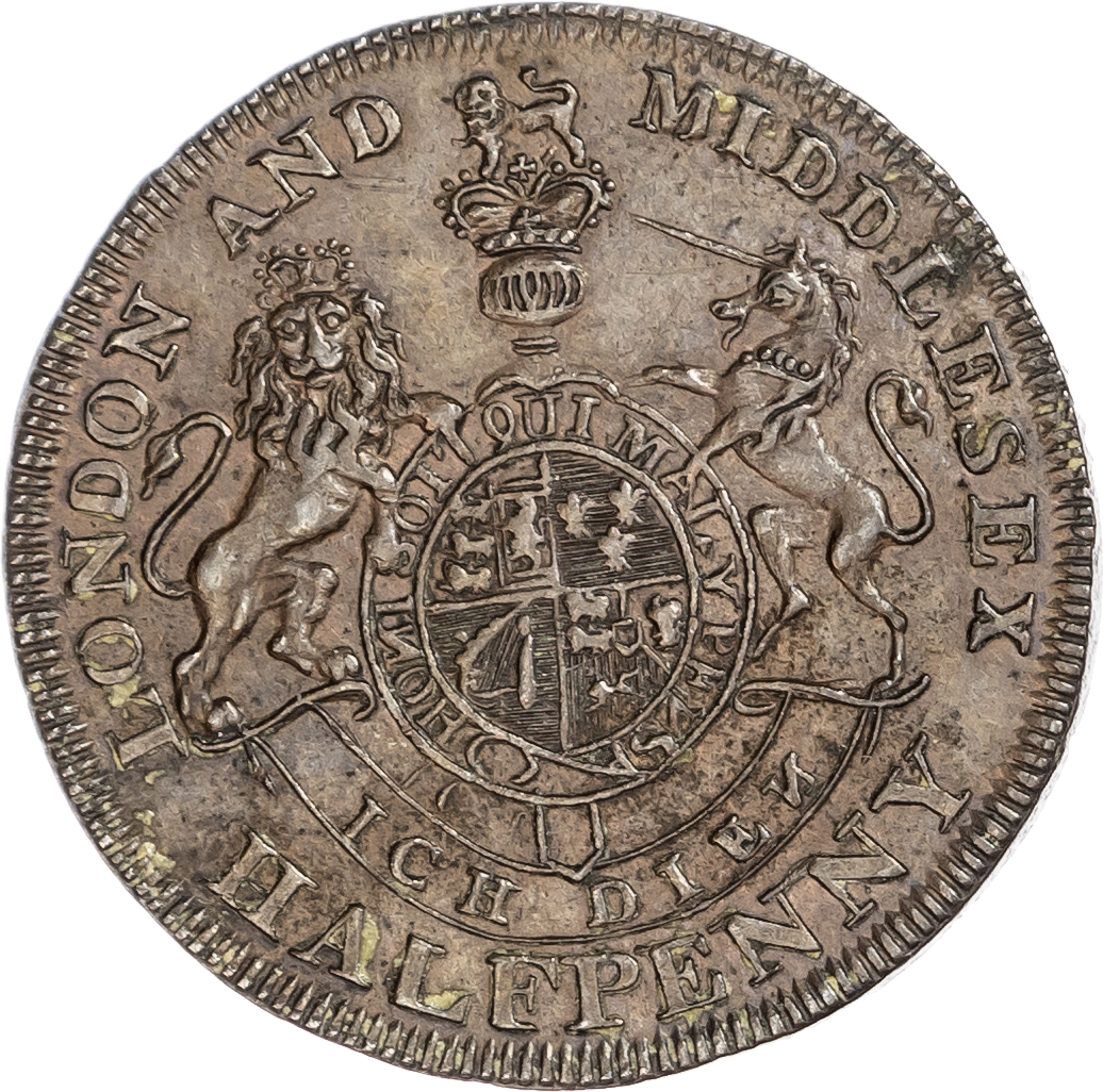 London National Series, Prince of Wales mule Halfpenny undated,London National Series, Prince of Wales mule Halfpenny undated