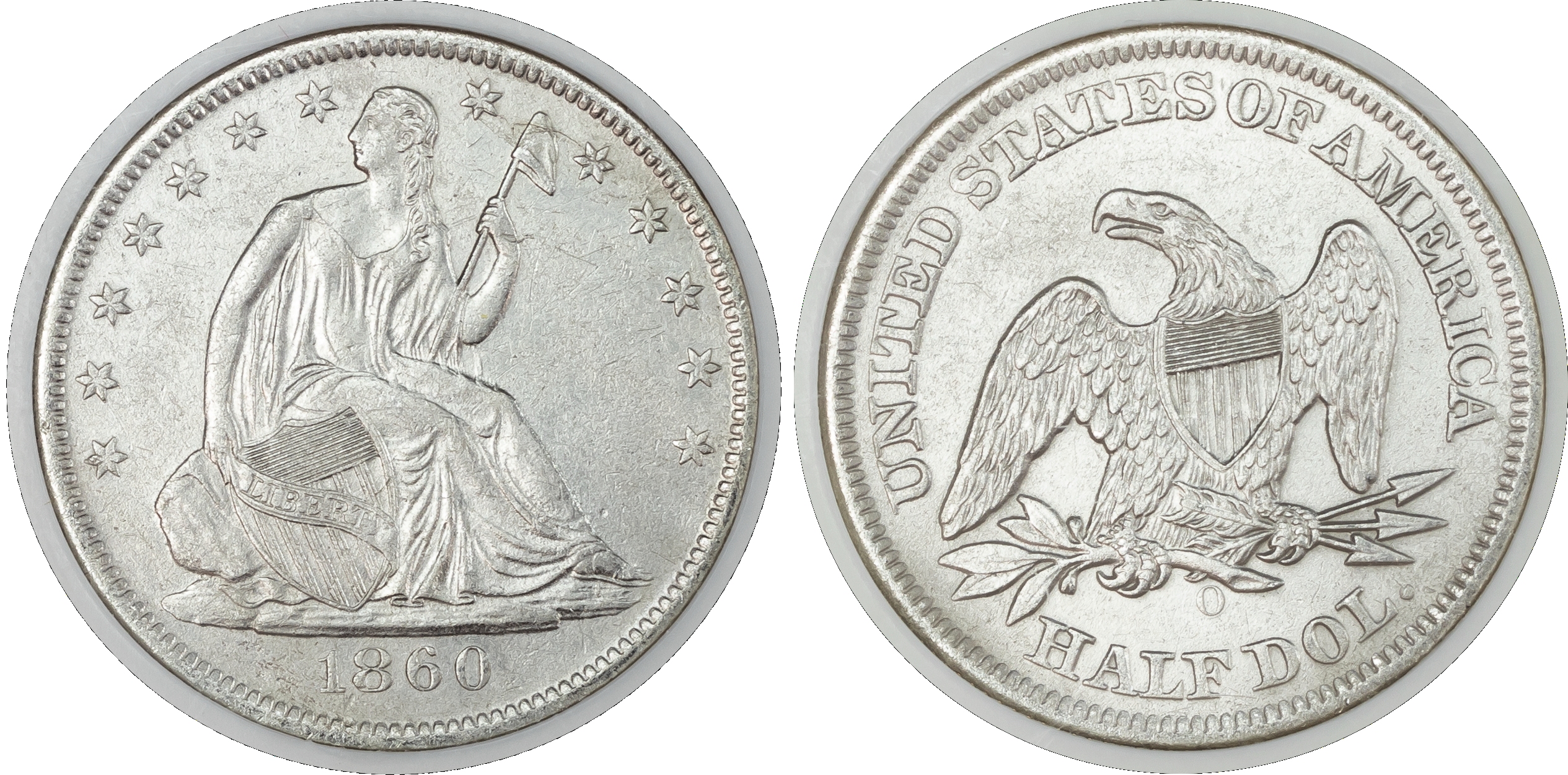 USA, Seated Liberty silver Half Dollar, United States issue, 1860, New Orleans