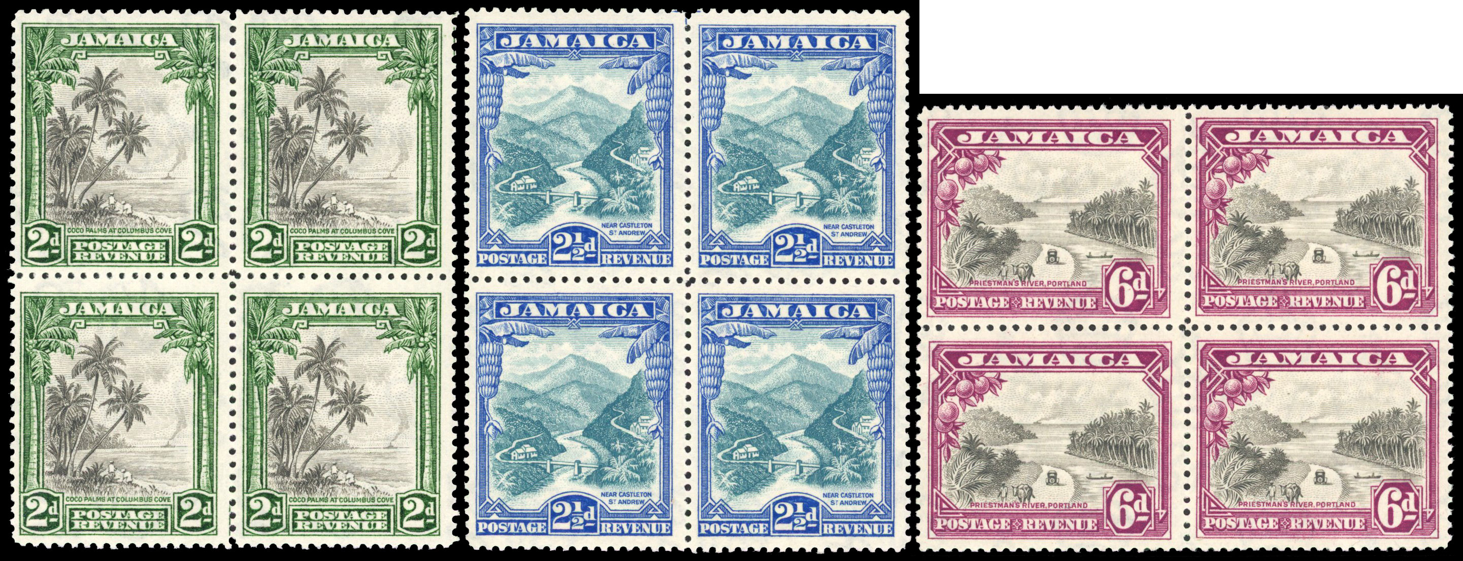 Jamaica 1932 set of 3 in blocks of 4
