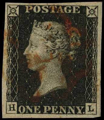 1840 1d black Plate 6 (HL) four good to...