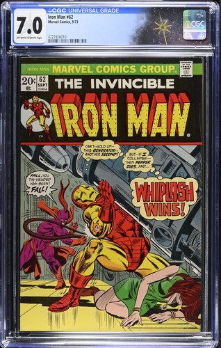 Iron Man #62 CGC 7.0 "Whiplash Returns!" (Marvel Comics, 1973) Off-white to white pages
