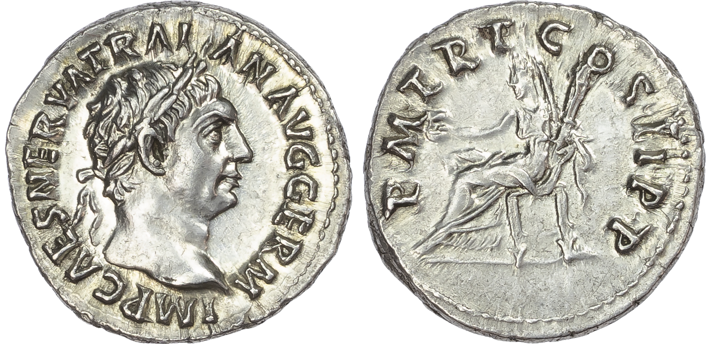Trajan (AD 98-117) AR Denarius, Rome, AD 99, 3.38g.