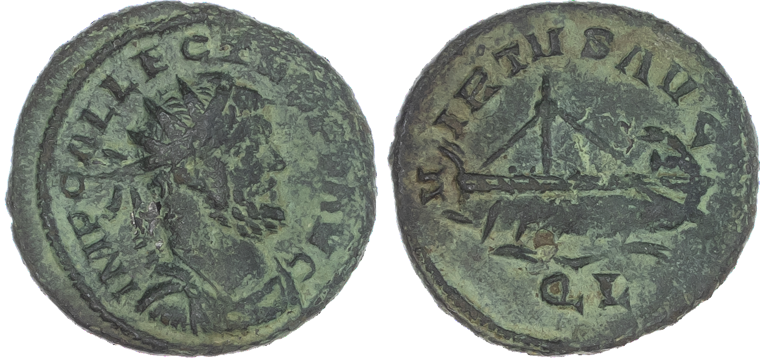Allectus (AD 293-296) AE Quinarius, mint of London, 2.76g. IMP C ALLECTVS P F AVG, radiate, draped and cuirassed bust of