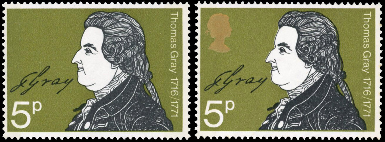 GB SG 885a 1971 Thomas Gray 5p gold omitted mint