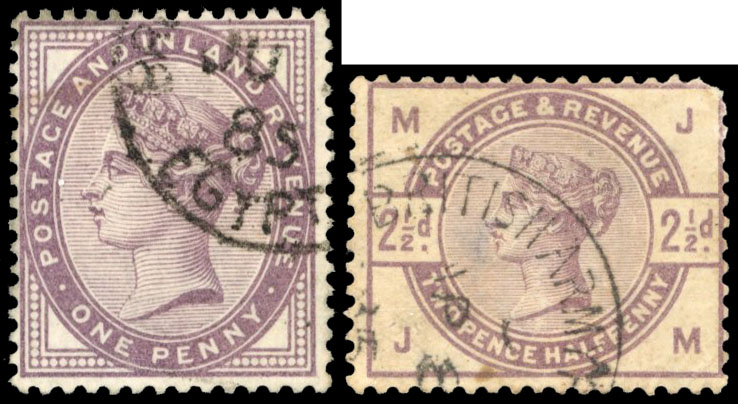 Egypt; British Forces 1885 1d and 2½d lilac used at Suakin