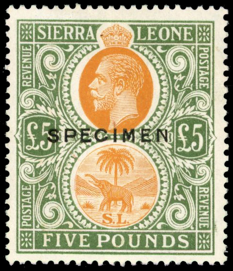 Sierra Leone SG 146s £5 Specimen