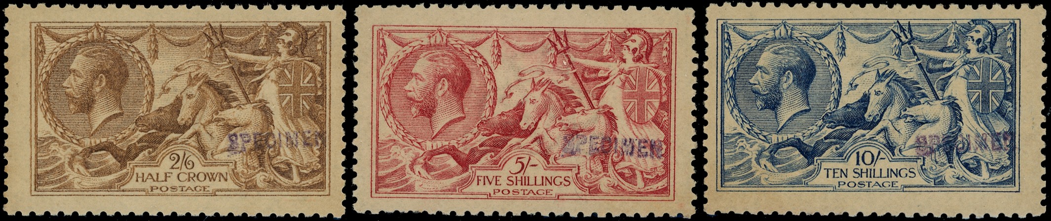 Great Britain 1915 DLR Seahorses with 'SPECIMEN' h/s opt in violet SG...