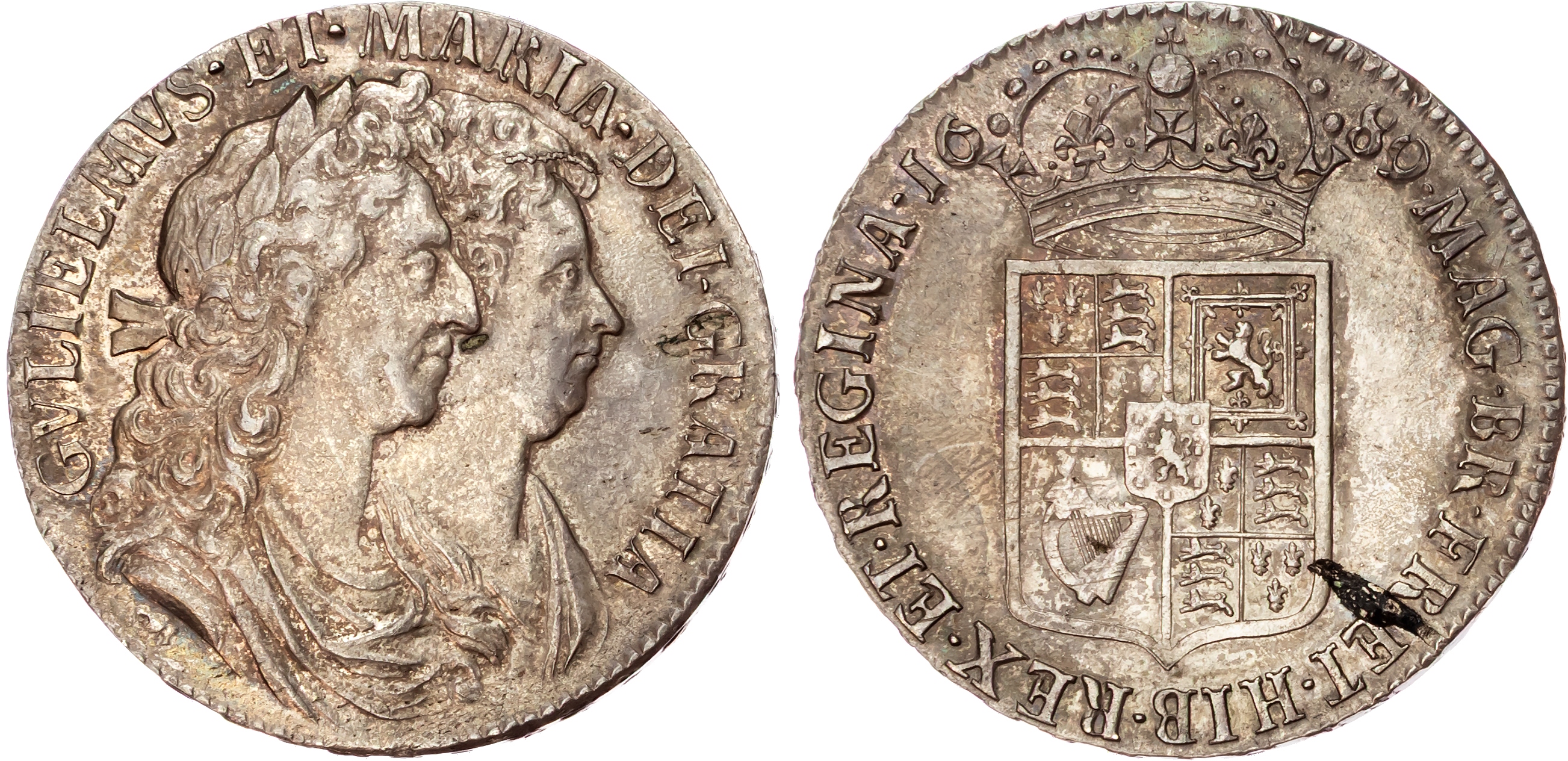 William and Mary (1689-1694) Halfcrown, 1689, PRIMO.