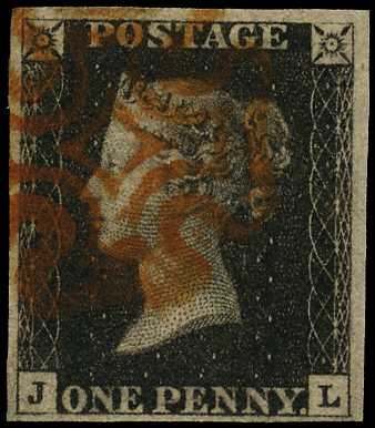 1840 1d black Plate 6 (JL) four close to...
